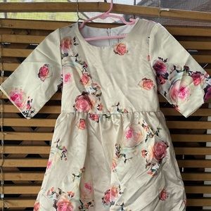Cream colored dress with rose pattern for little girl size 6